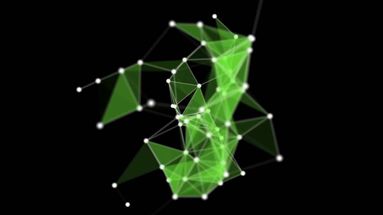 Futuristic plexus animation with glowing triangles in slow motion, 4096x2304 loop 4K