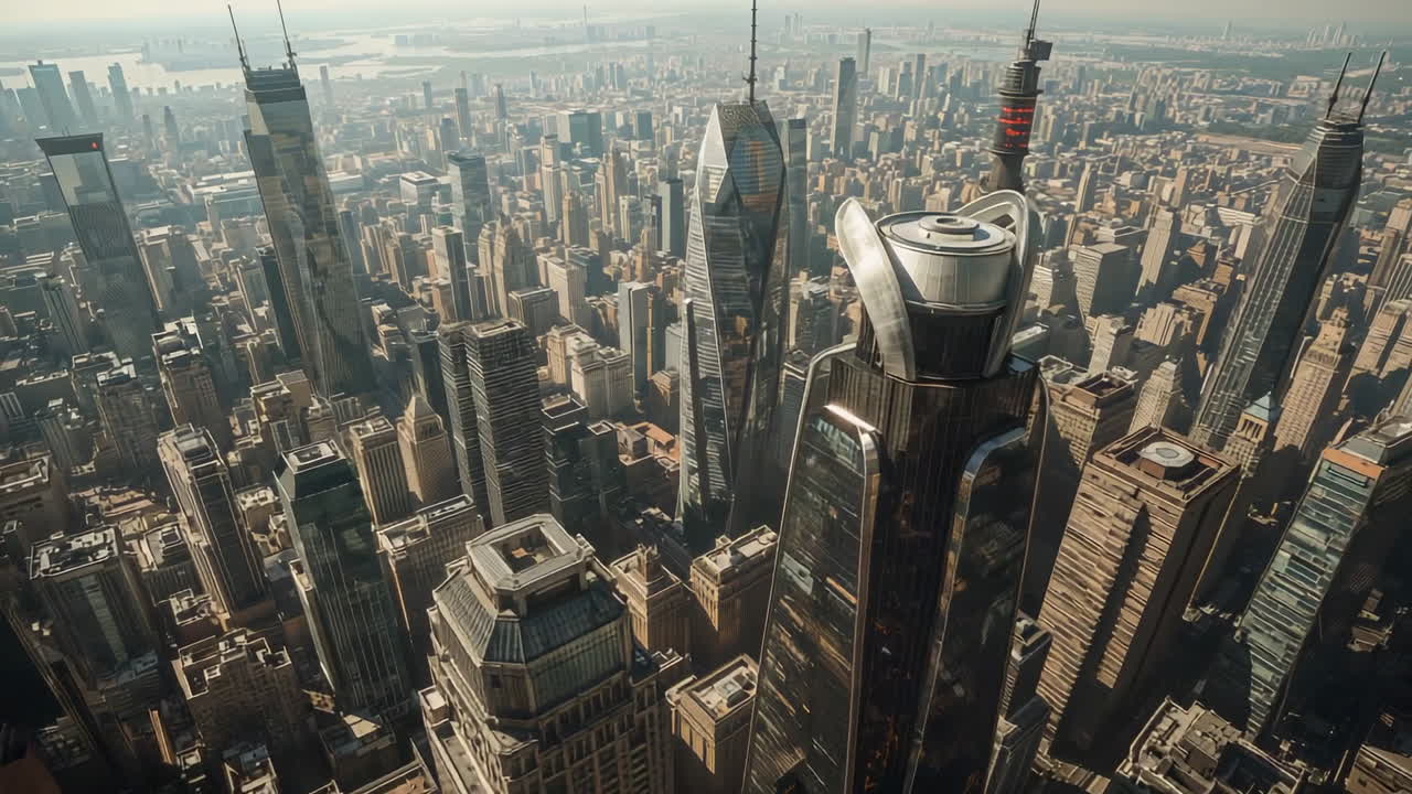 초고층 건물 들 이 있는 현대 도시 풍경 의 공중 사진