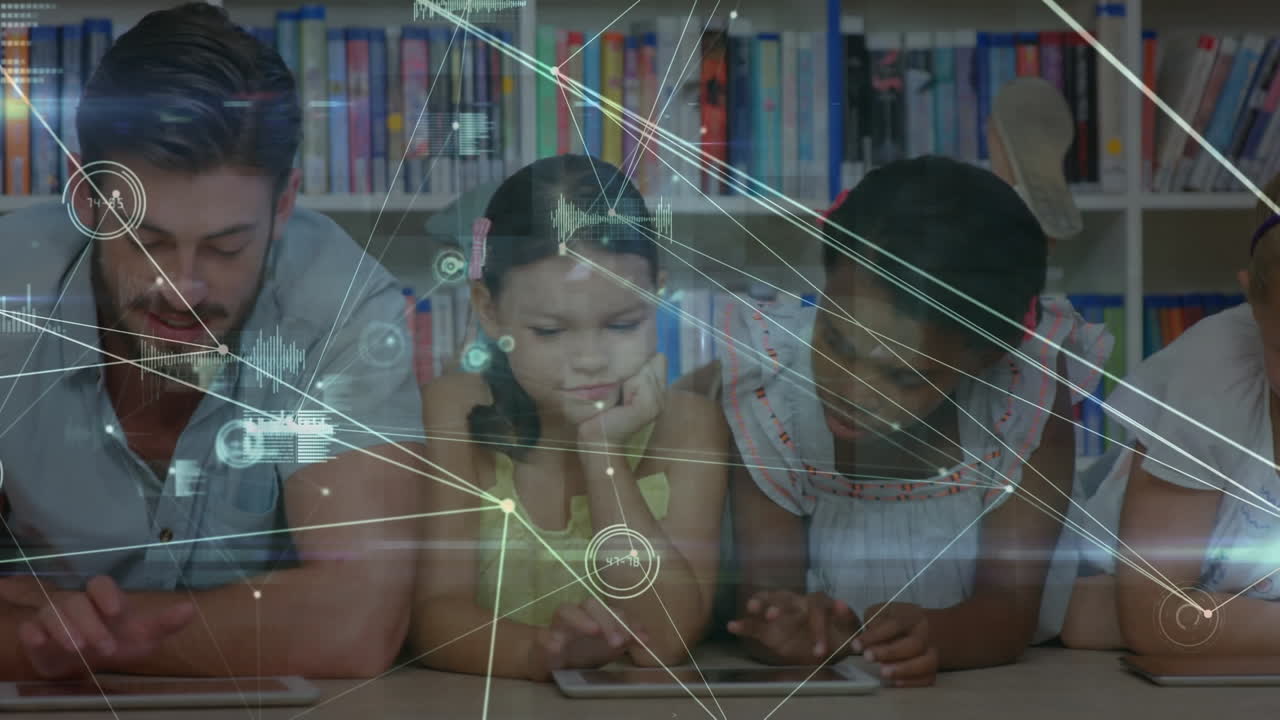 animación de la red de conexiones entre maestros y escolares utilizando tabletas