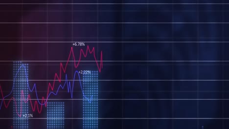 Animación-Del-Procesamiento-De-Datos-Estadísticos-A-Través-De-La-Red-Grid-Sobre-Fondo-Morado.