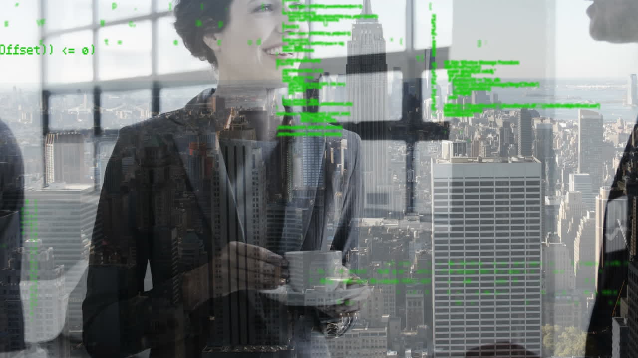 사무실 에서 이야기 하는 사업가 들