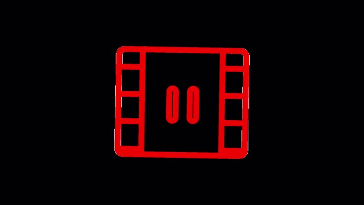 Animated Red Video Player Icon with Play and Pause Buttons