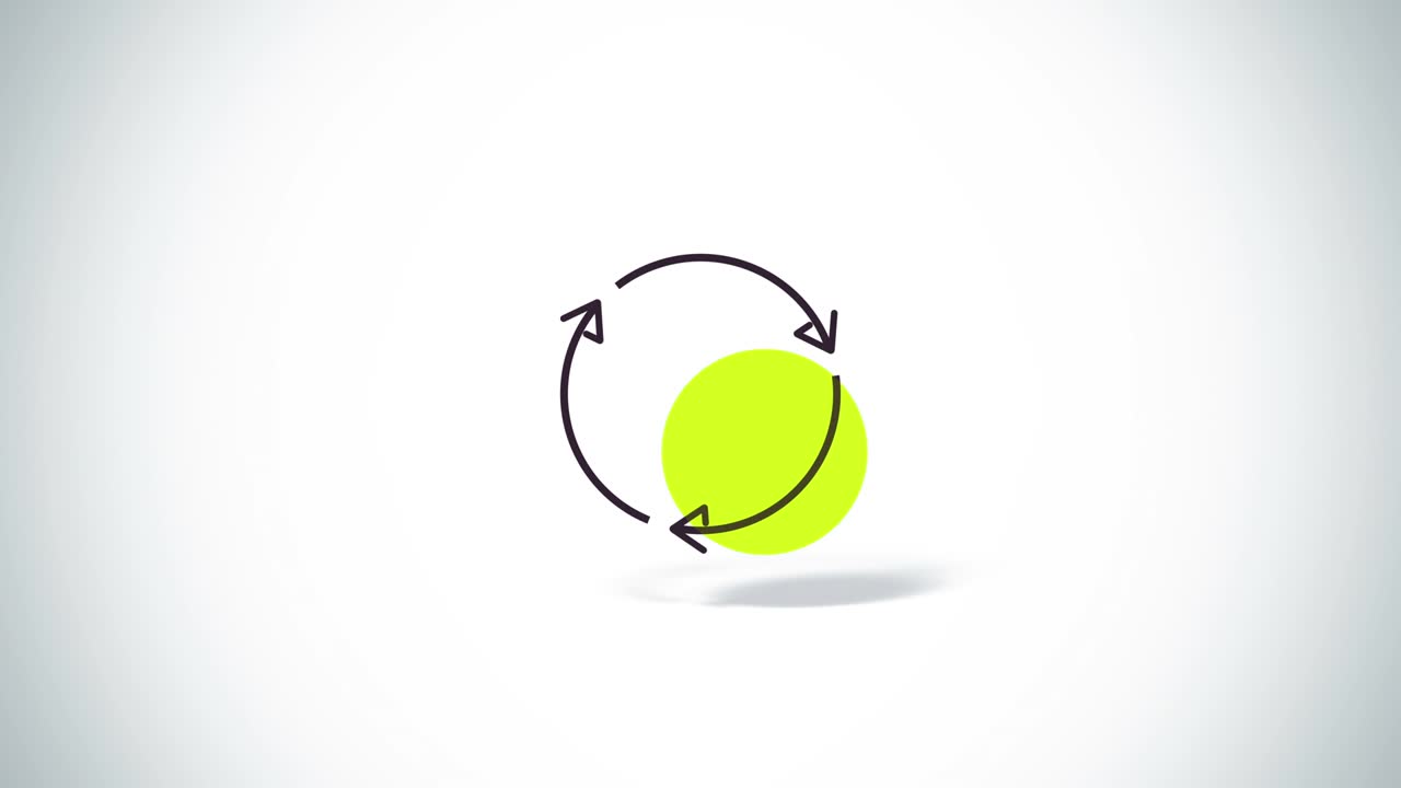 Rotate arrows eco symbol flat animation with shadows.