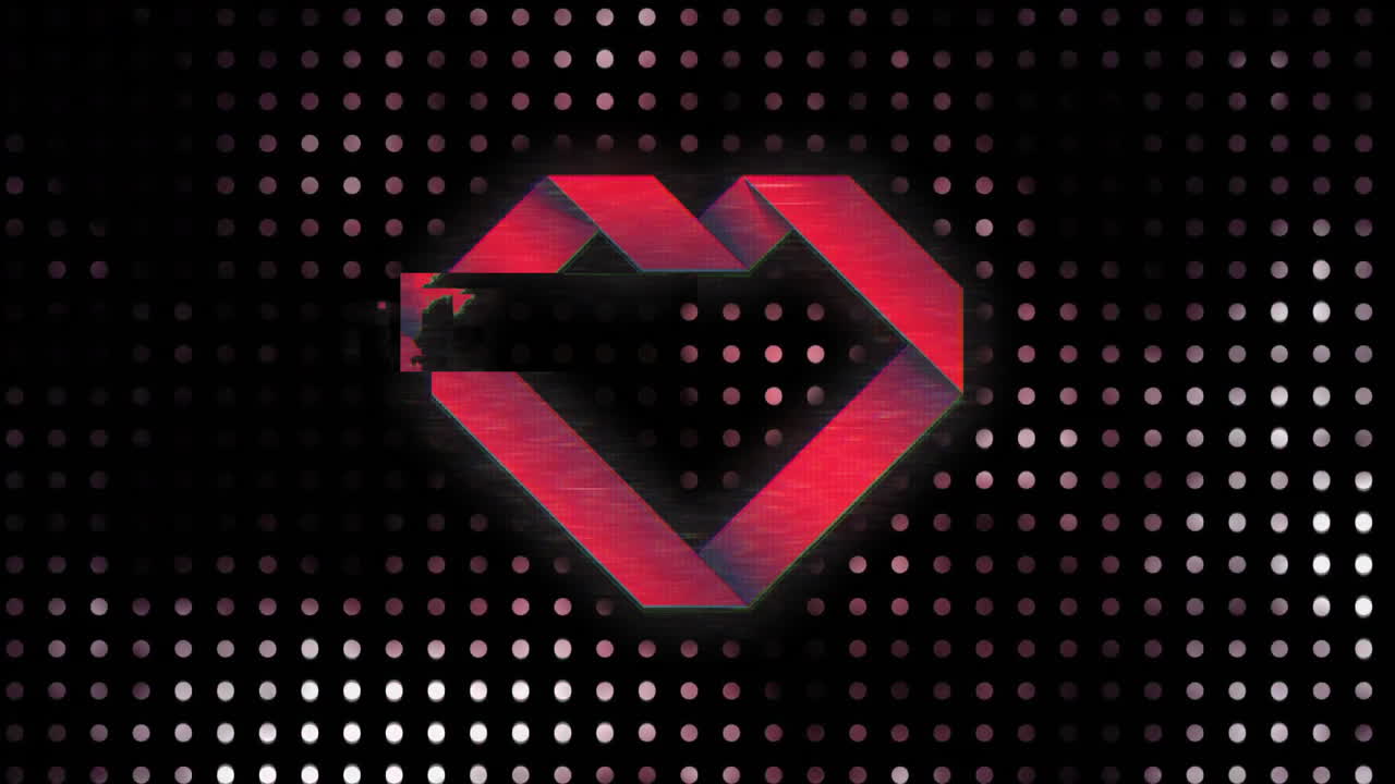 Animation of heart icon over white spots on black background