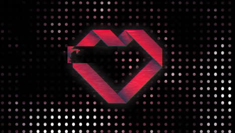 animation of heart icon over white spots on black background