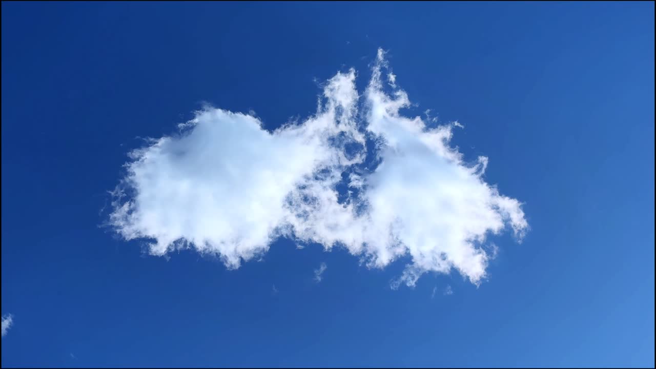 Cloud shaped like a bat flying in a clear blue sky over Tokyo