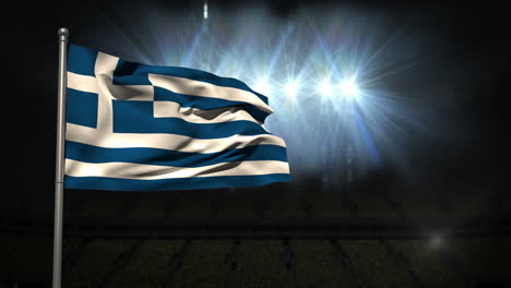 Greece-national-flag-waving-on-flagpole