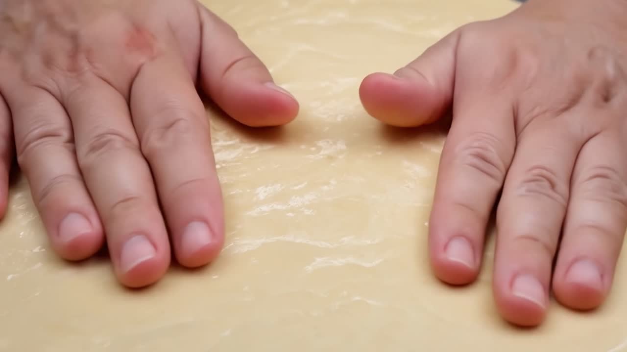 Preparing dough with hands