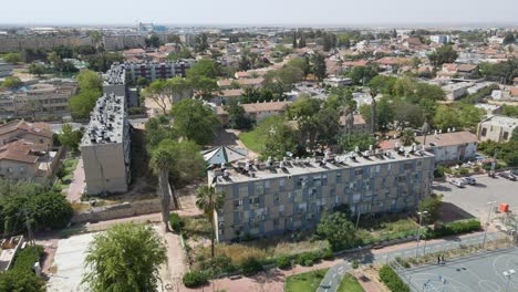 aerial drone view above southern district city netivot