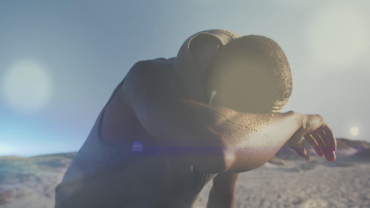 アフリカ系アメリカ人男性が屋外で休んでいるスポットのアニメーション