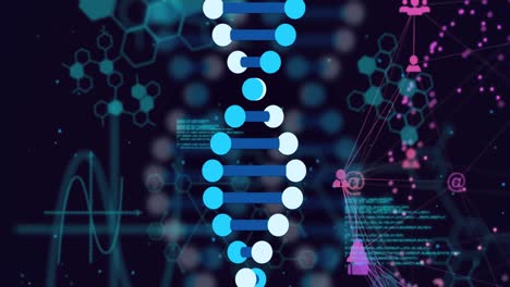 animation of dna strand over data processing