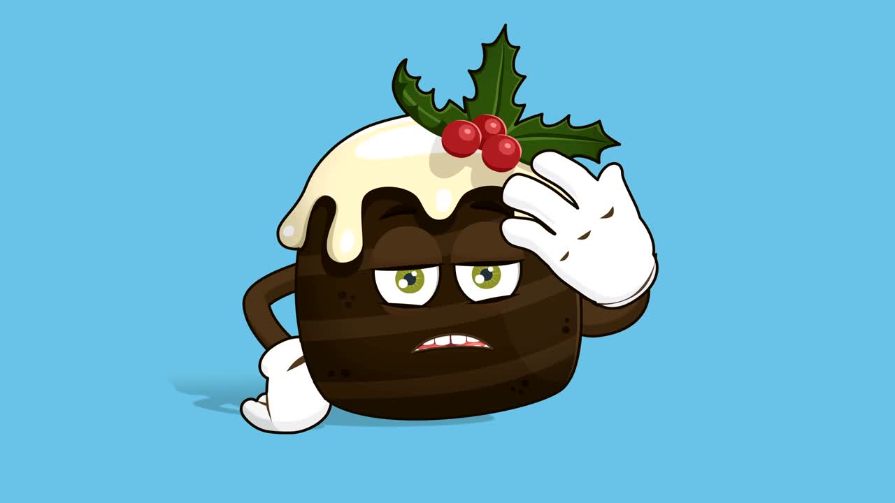 pastel de navidad de dibujos animados facepalm molesto con la animación de la cara alfa mate