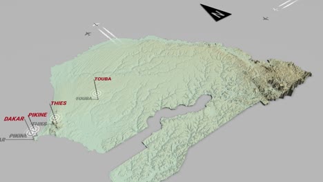 mapa del terreno en 3d de senegal
