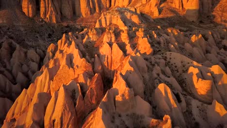 turkey cappadocia fairy chimney love valley pinnacle rocks sunset dusk video footage with 4k high quality drone stock video