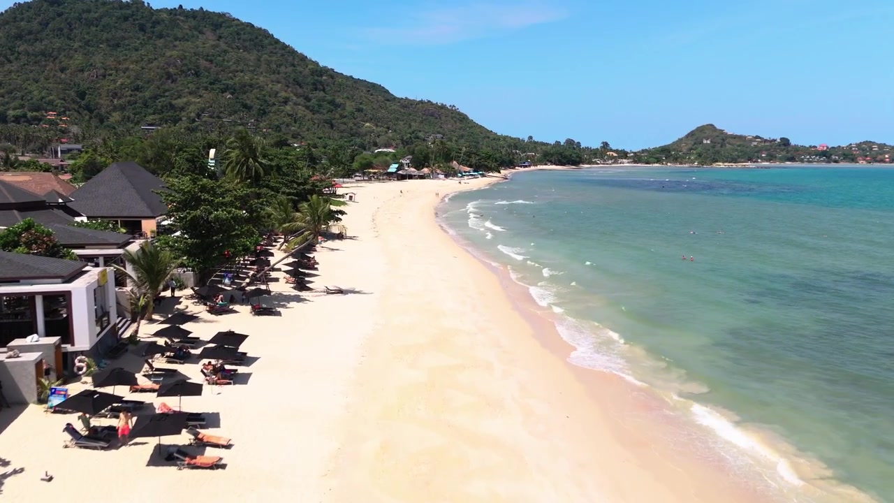 Fly over Lamai beach from the south and up (6of6)