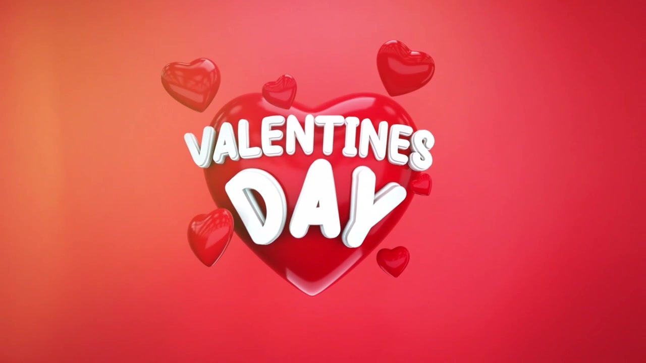 Augurio di San Valentino animato in 3D con cuori fluttuanti