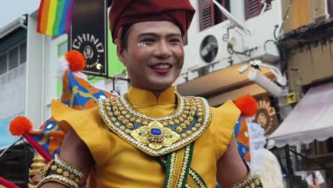 gay pride parade in thailand with traditional khmer costumes