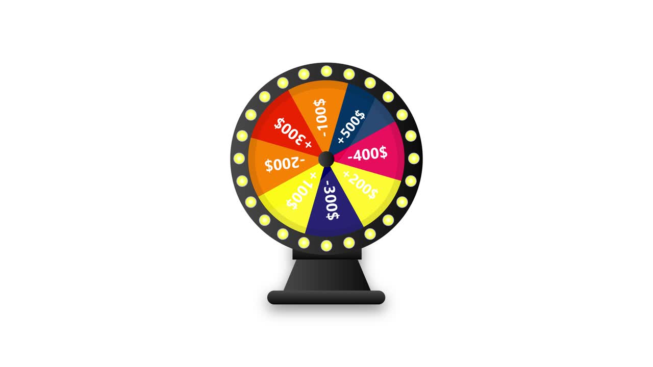 Wheel of fortune object isolated on white background. Motion graphics.