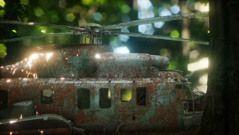 old rusted military helicopter