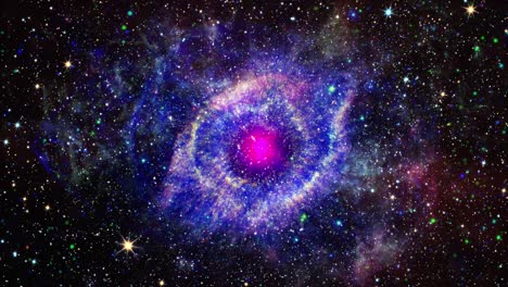 loop space flight deep space exploration travel to helix nebula also known as ngc 7293 or caldwell 63 with flickering cloud energy. 4k 3d space exploration to helix nebula. furnished by nasa image.