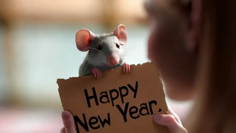 glückliches neujahrskarten mit maus