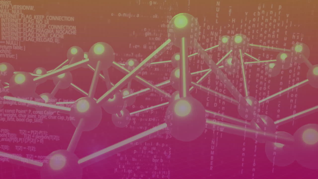 Animating molecular structure and programming code over gradient background