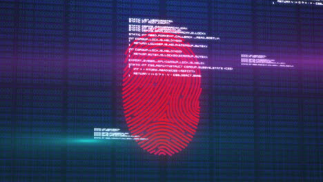 animation of data processing and fingerprint over binary coding