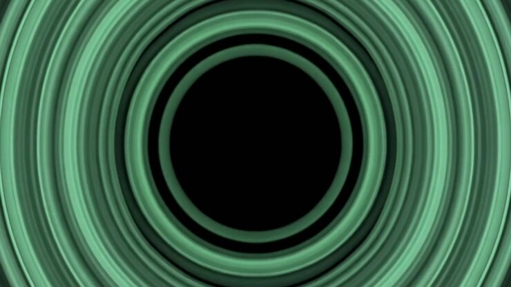 Círculos concéntricos verdes abstractos pulsando en movimiento