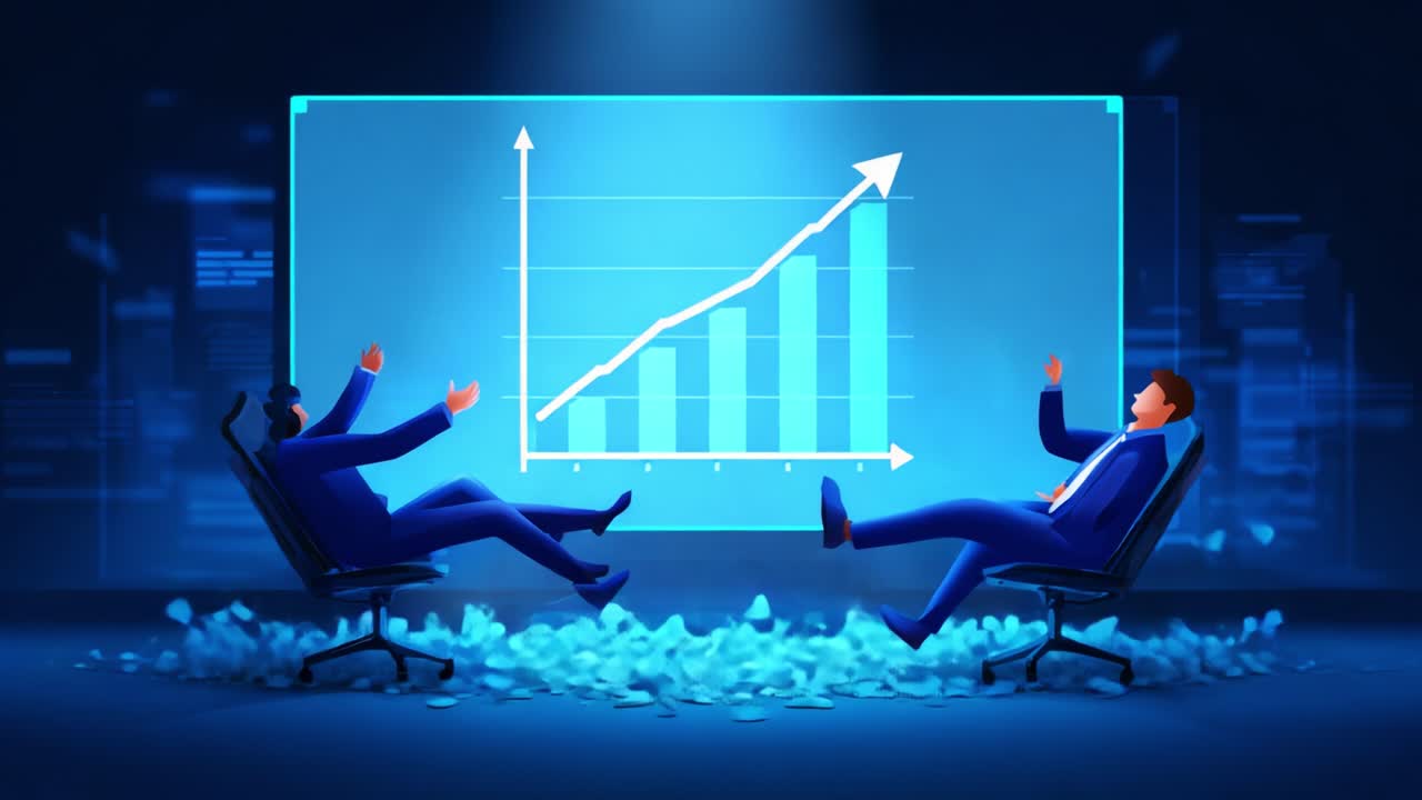 Dramatic Shift in Financial Trends: A Visual Narrative of Market Fluctuations Highlighting Sudden Downturns Followed by Encouraging Growth Waves Amidst Business Competition in Trading