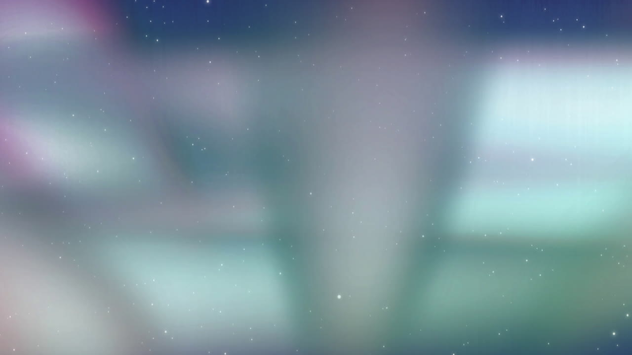 오로라 보레알리스 효과와 함께 별빛 밤하늘 애니메이션