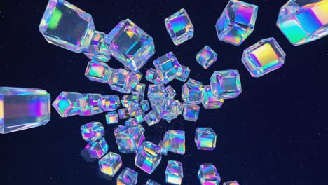 abstract holographic crystal cubes in space