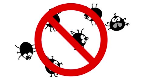 plagas de dibujos animados en el signo de prohibición