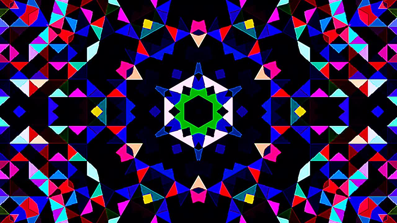 아름답고 추상적인 칼레도스코프, 빛나는 빛, 미묘한 움직임을 조절하는 빛.