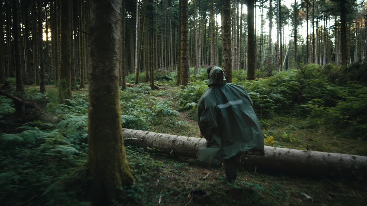 Man Runs Away In A Forest