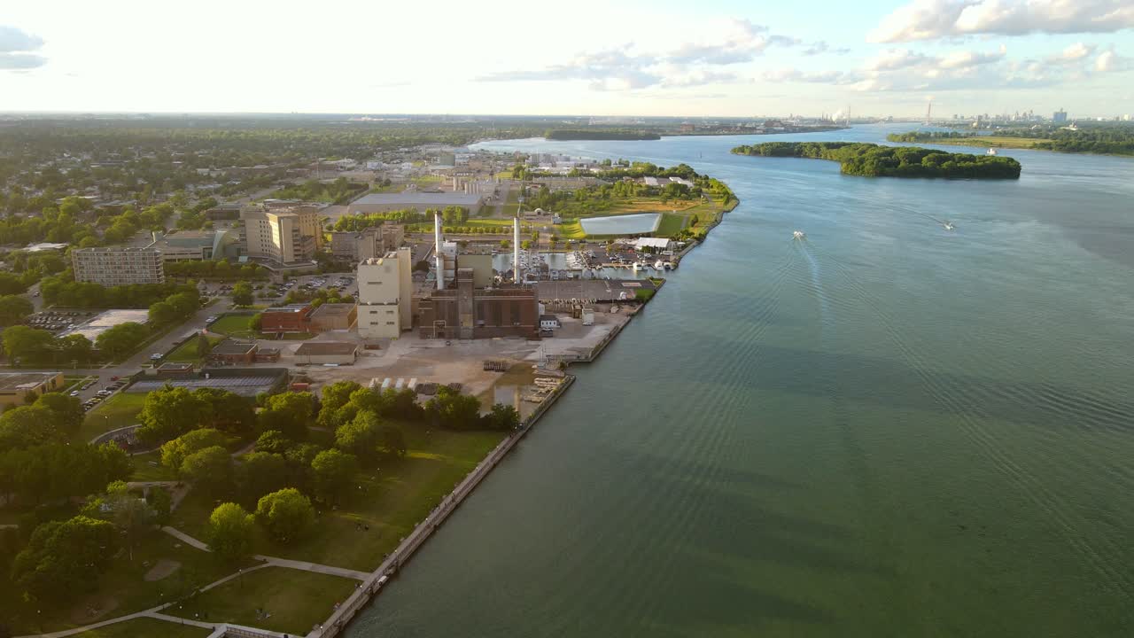 Aerial View of Industrial Area and River