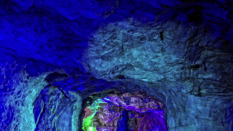 light show in a cave in the viking valley in norway at night