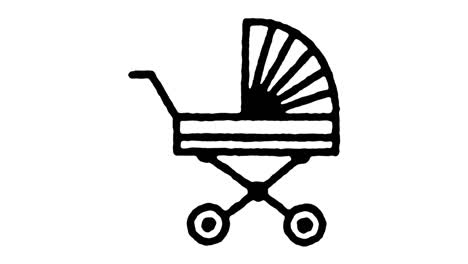 toy stroller doodle line icon animation