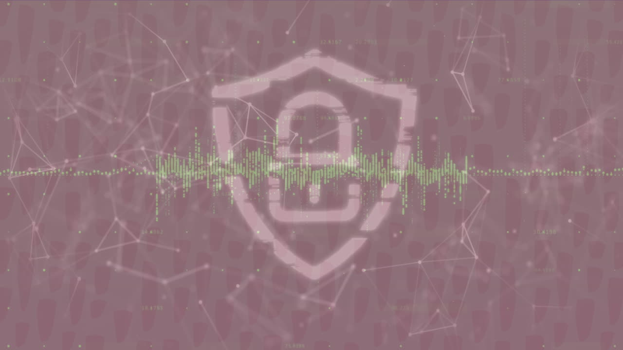 animación de la red de conexiones con candado sobre fondo gris