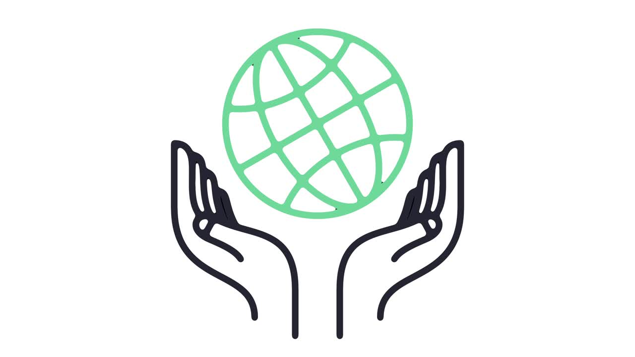 글로벌 자선 라인 아이콘 애니메이션