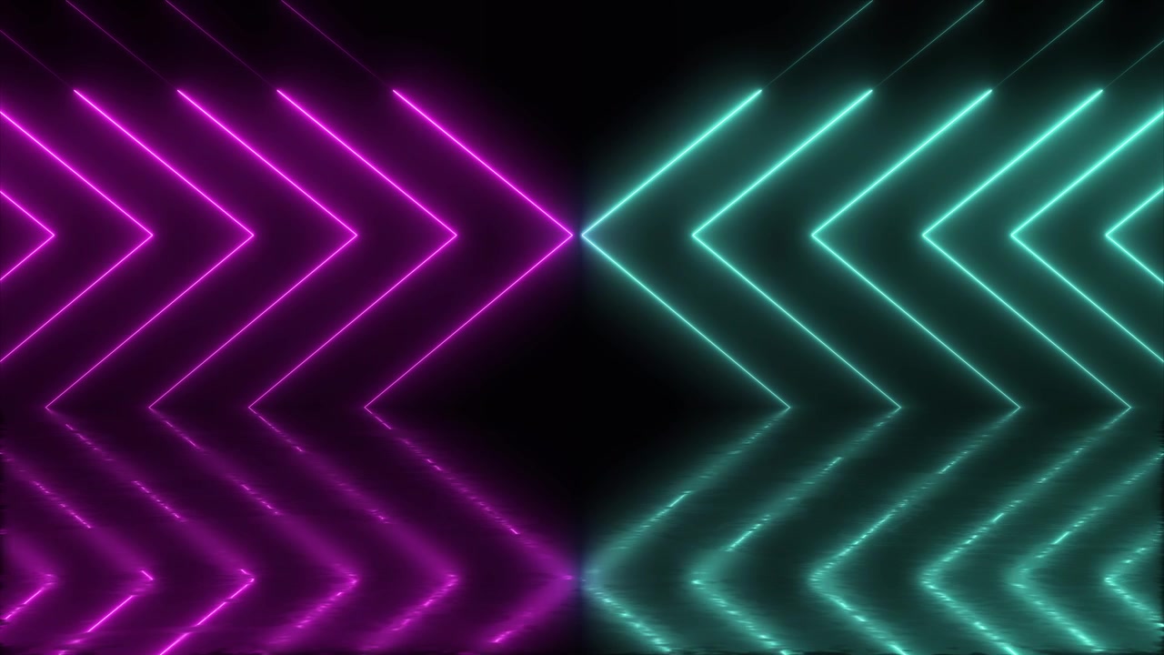 Strutture di luce flash al neon 4K 3D, tunnel fantascientifico al neon hi-tech, costruzione di pattern a linee luminose di tendenza.