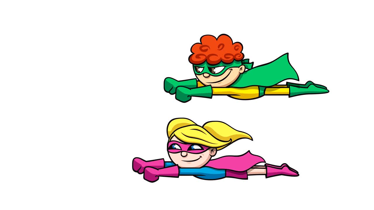 los súper niños volando aislados