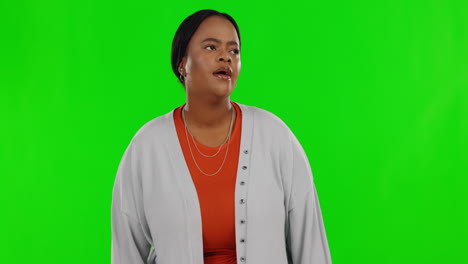 Frustrated,-phone-and-woman-on-green-screen
