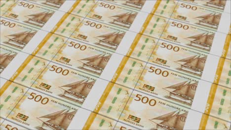 500 norwegian kroner banknotes printed by a money press