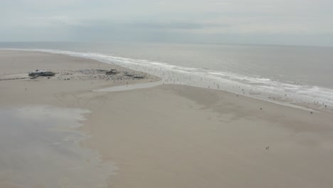drone - aerial shot of the sandy beach of st. peter ording at the north sea, schleswig holstein, germany, 30p
