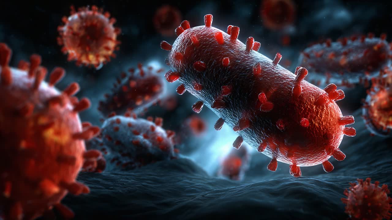 Microscopic Visualization of Bacteria: A Stunning Close-Up of Pathogenic Microorganisms Displaying Characteristics of Their Structure and Function in a Dark Background