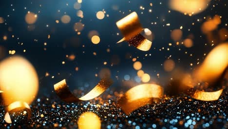 golden confetti rains down!. shimmering golden confetti dances through the air in a festive atmosphere during a joyous celebration.