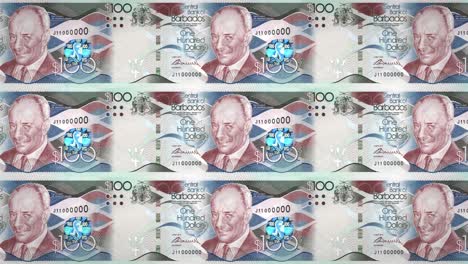 banknotes of one hundred dollars of barbados island rolling, cash money, loop