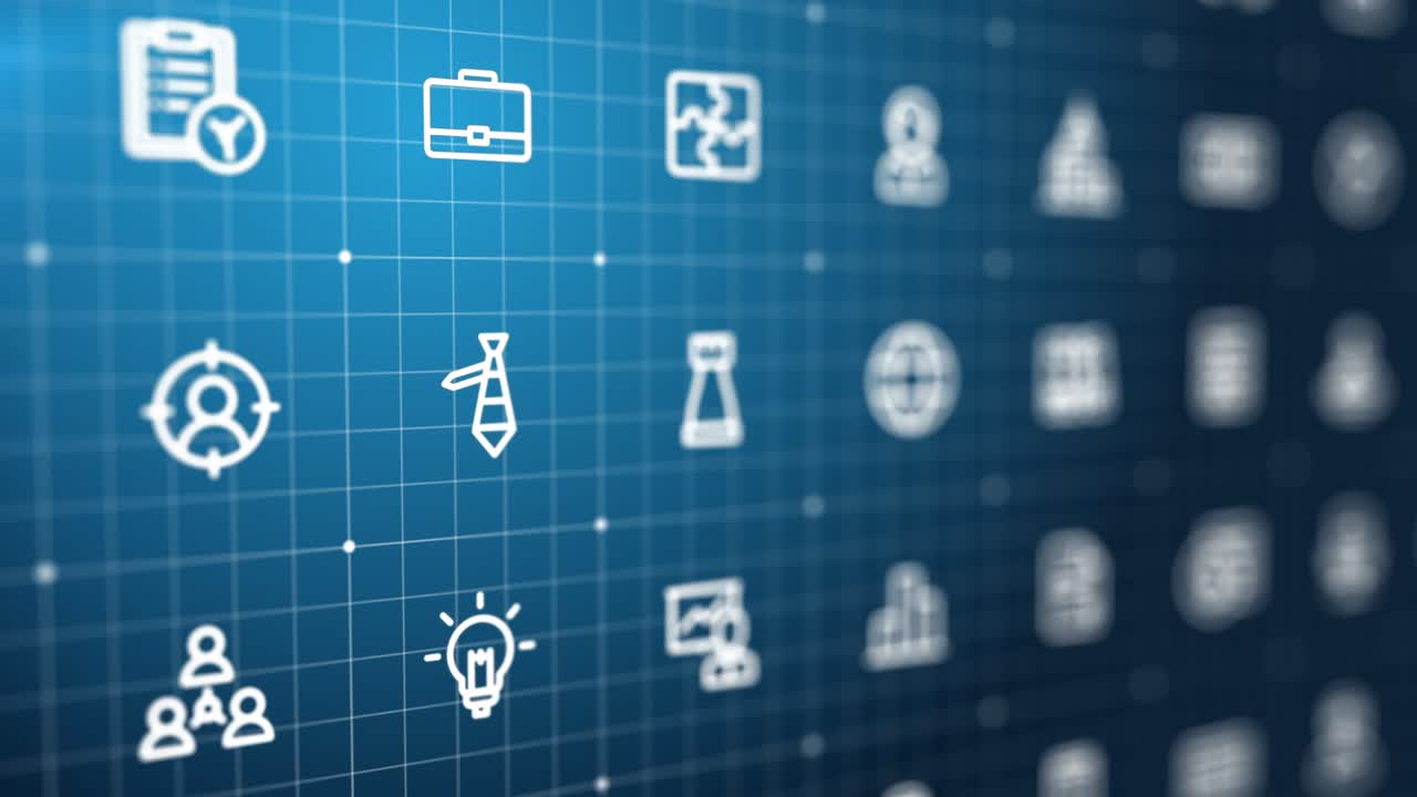 4K Abstract 3d animation. Digital business technology, market strategy plan background. Swipe in cyberspace grid. Interface, interaction system concept. Service, company mission line icon. Seamless loop.