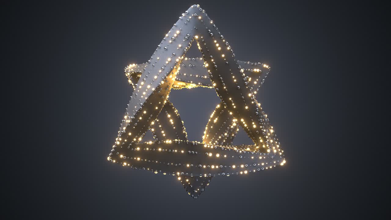 estrella de david con bombillas intermitentes animación en bucle 3d
