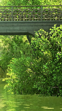 a bridge over a river in a park